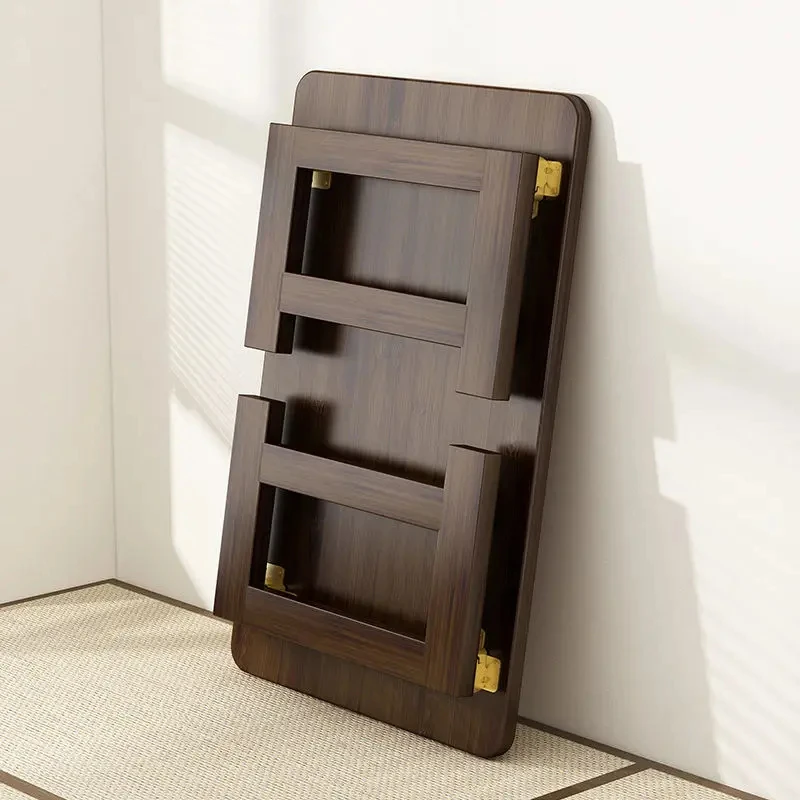 60/70CM Folding Wooden Table Bay Window Balcony Coffee Table Tatami Home Bedroom Bed Computer Study Desk Sundry Rack