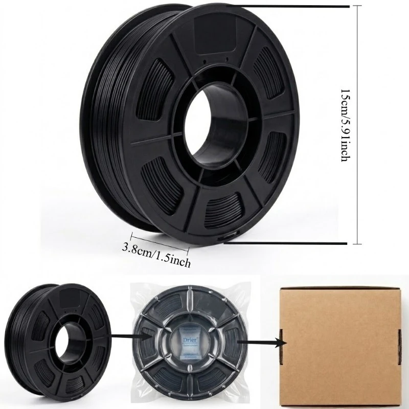 PETG 블랙, 그레이, 투명, 스킨 컬러, 화이트, 핑크, 3D 프린터 필라멘트 1.75mm 250g, 고강도, 뛰어난 레이어 접착력