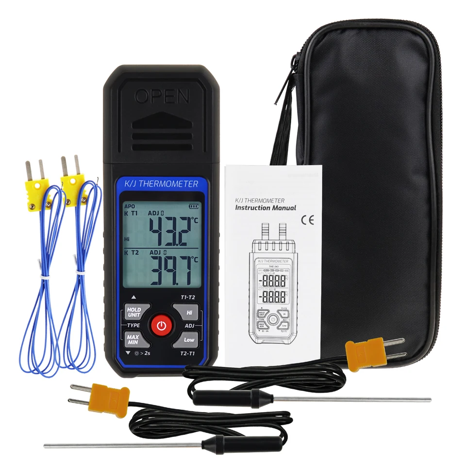 Termometro Digitale A Termocoppia Doppio Canale - Misura Temperature Fino A 1372&deg;C