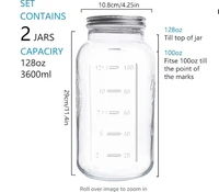 2-Pack 128oz Extra Wide Mouth Mason Jars 1 Gallon Glass Large Storage Jars with Airtight Lid for Food Storage Curing Fermentatio 2