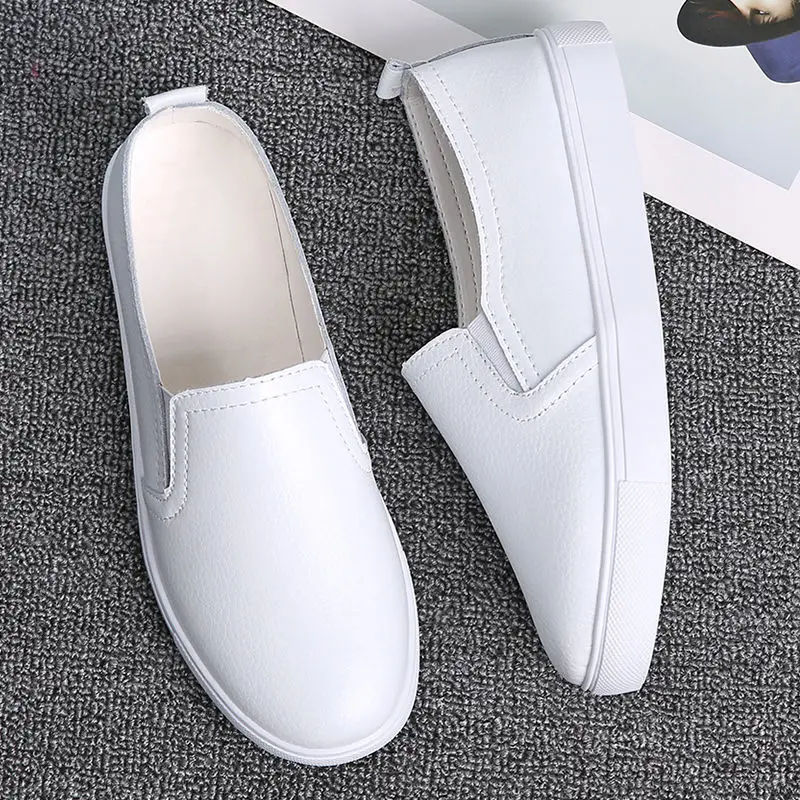 Spring Summer Silver Flats Hollow Out Women's White Loafer Split Leather Boat Shoes Comfy Ladies Best Flats For Standing All Day