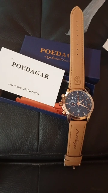 Poedagar relógio de quartzo masculino luxo esportes à prova dwaterproof água cronógrafo luminoso data homem relógio de pulso negócios couro relógios masculinos photo review