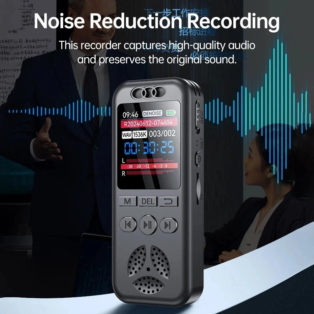 Digital Voice Recorder Professional Voice Activated Audio Recording Dictaphone Noise Reduction with Playback MP3 Music Player