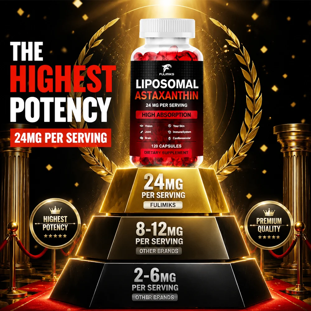 Liposomal Astaxanthin Capsules, with Phosphatidylcholine, Support Antioxidant, Brain, Eye, Cardiovascular, Joint & Skin Health