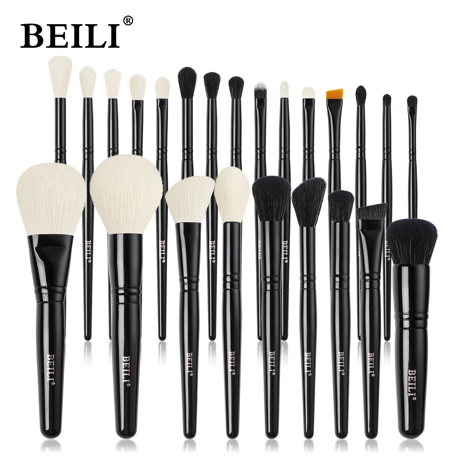 

BEILI Black 3-24pcs Makeup Brush Set Vegan Foundation Powder Eyeshadow Concealer Blush Synthetic Hair Make Up Kit