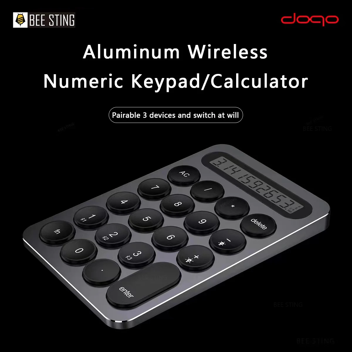 Doqo Aluminum Numeric Keypad Numpad 19 Keys Bluetooth Keyboard For Ipad