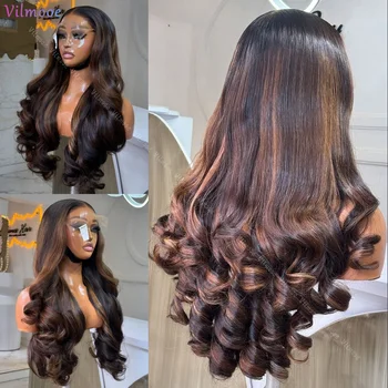 Glueless Silk Base Closure Human Hair 1B/30 Wigs Body Wave 13x6/360 Hd Lace Frontal Wig Human Hair Highlight Body Wave Front Wig