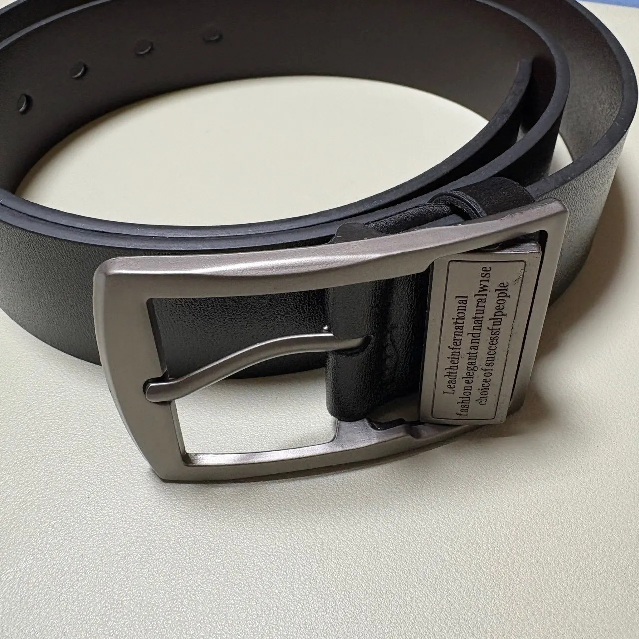 MIDNIGHT SOVEREIGN™ – Black Buckle Genuine Leather Belt photo review