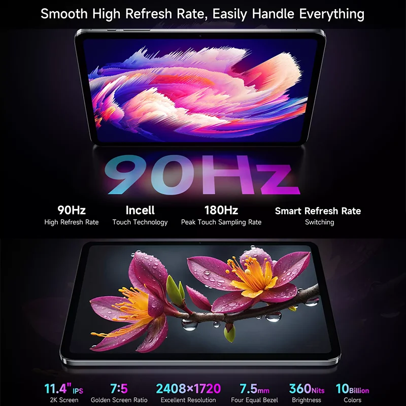 BMAX I12 파워 안드로이드 15 태블릿 11.4인치 90Hz 2.4K IPS 미디어텍 Helio G99 ARM Mali-G57 MC2 6GB+16GB 확장 128GB 4G LTE