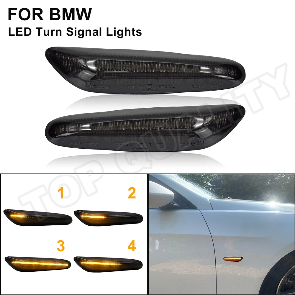 

For BMW E46 E90 E60 E92 E91 E61 E93 X3 E83 E82 X1 E84 E88 Dynamic Flowing LED Turn Signal Side Marker Light Blinker Lamp