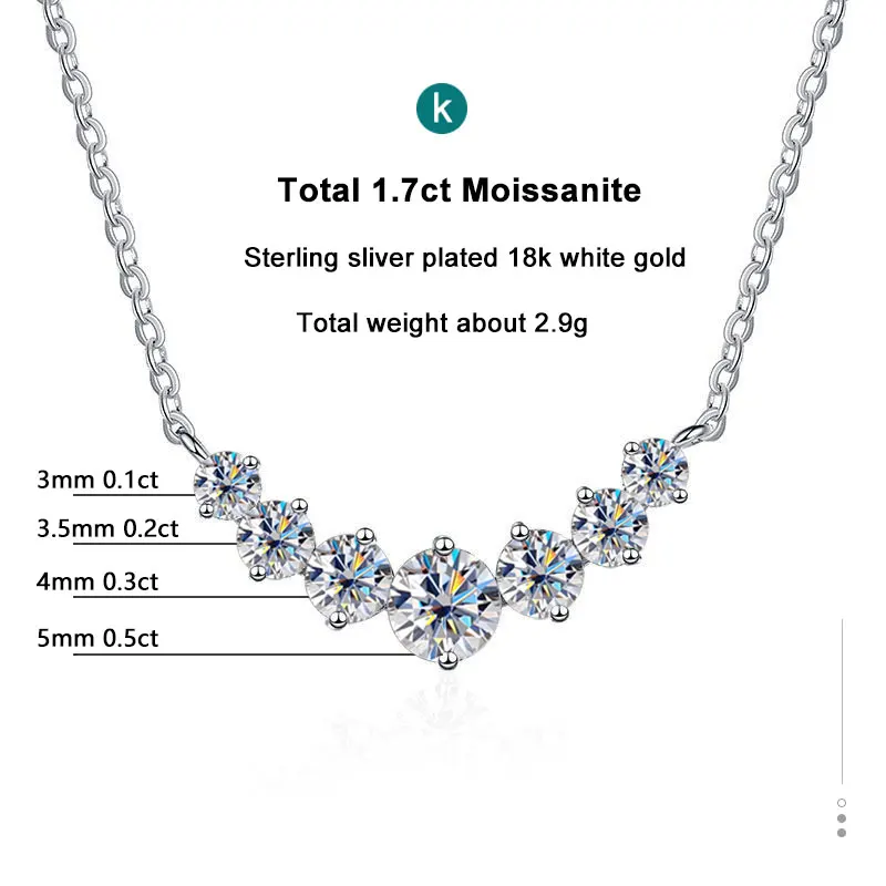 Moissanite Necklace For Woman Fine Jewelry With Certificates 925 Sterling Sliver Plated 18k White Gold Necklace nicholas-wood...