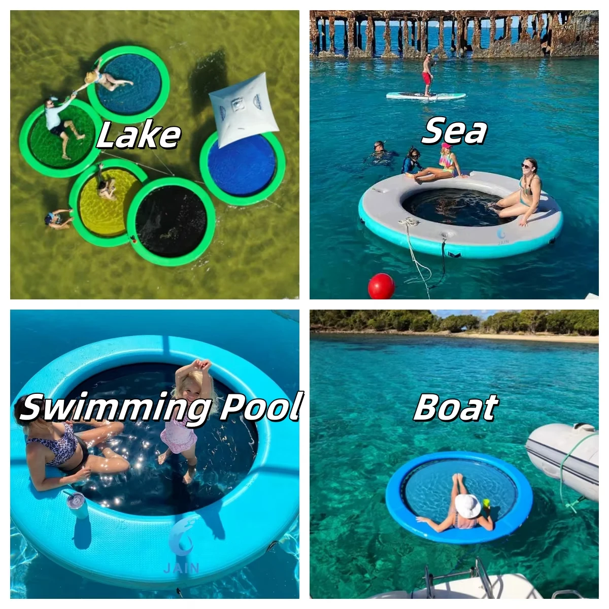 Inflatable Pool Pool Float With Mesh Center OEM Logo Circular