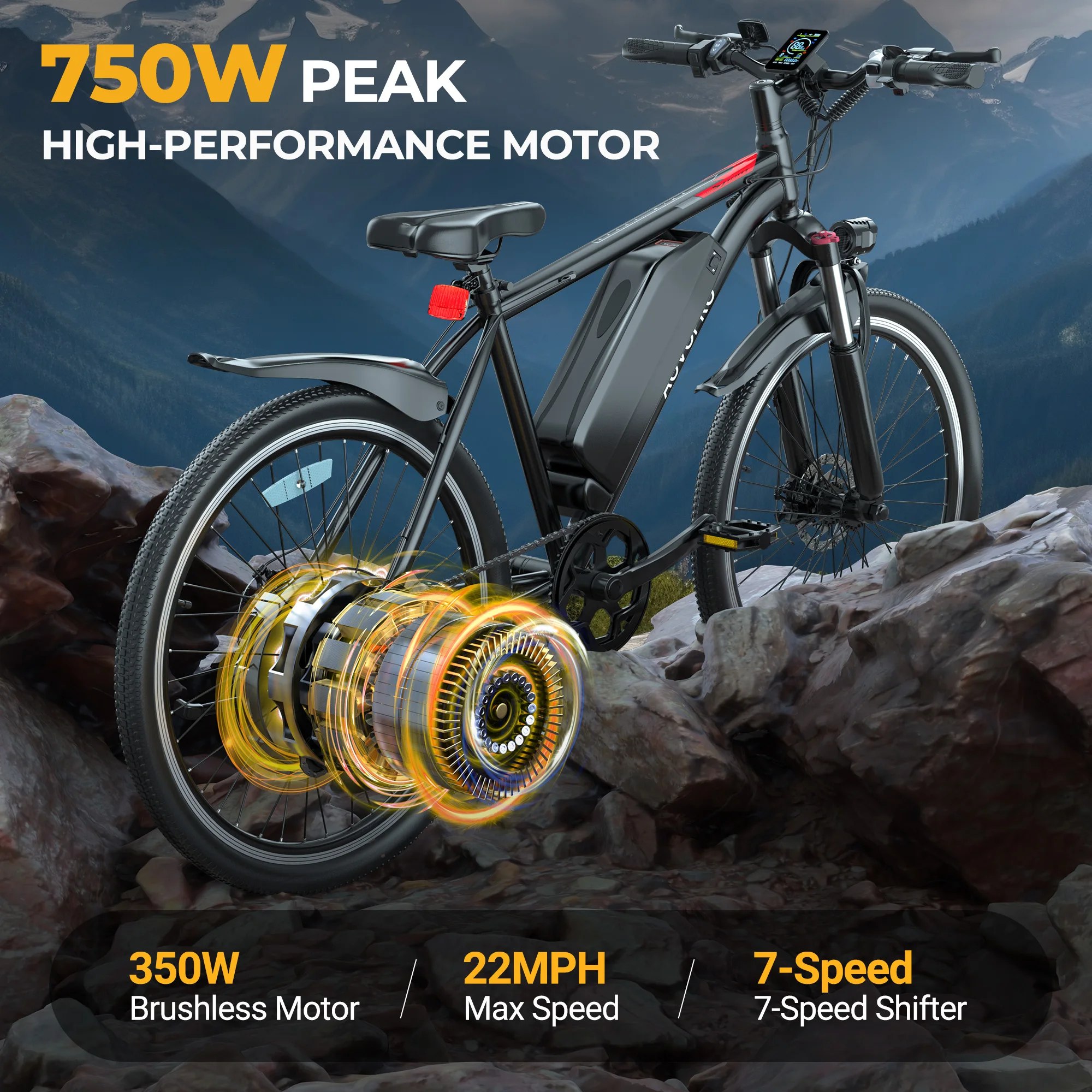 26 Inch Outdoor Electric Bike Electric Mountain Bike 500W High Speed Motor 48V 9Ah Removable Battery Adult Off-Road Commuting E-Bike 7 26 Inch Outdoor Electric Bike Electric Mountain Bike 500W High Speed Motor 48V 9Ah Removable Battery Adult Off-Road Commuting E-Bike — Image 7