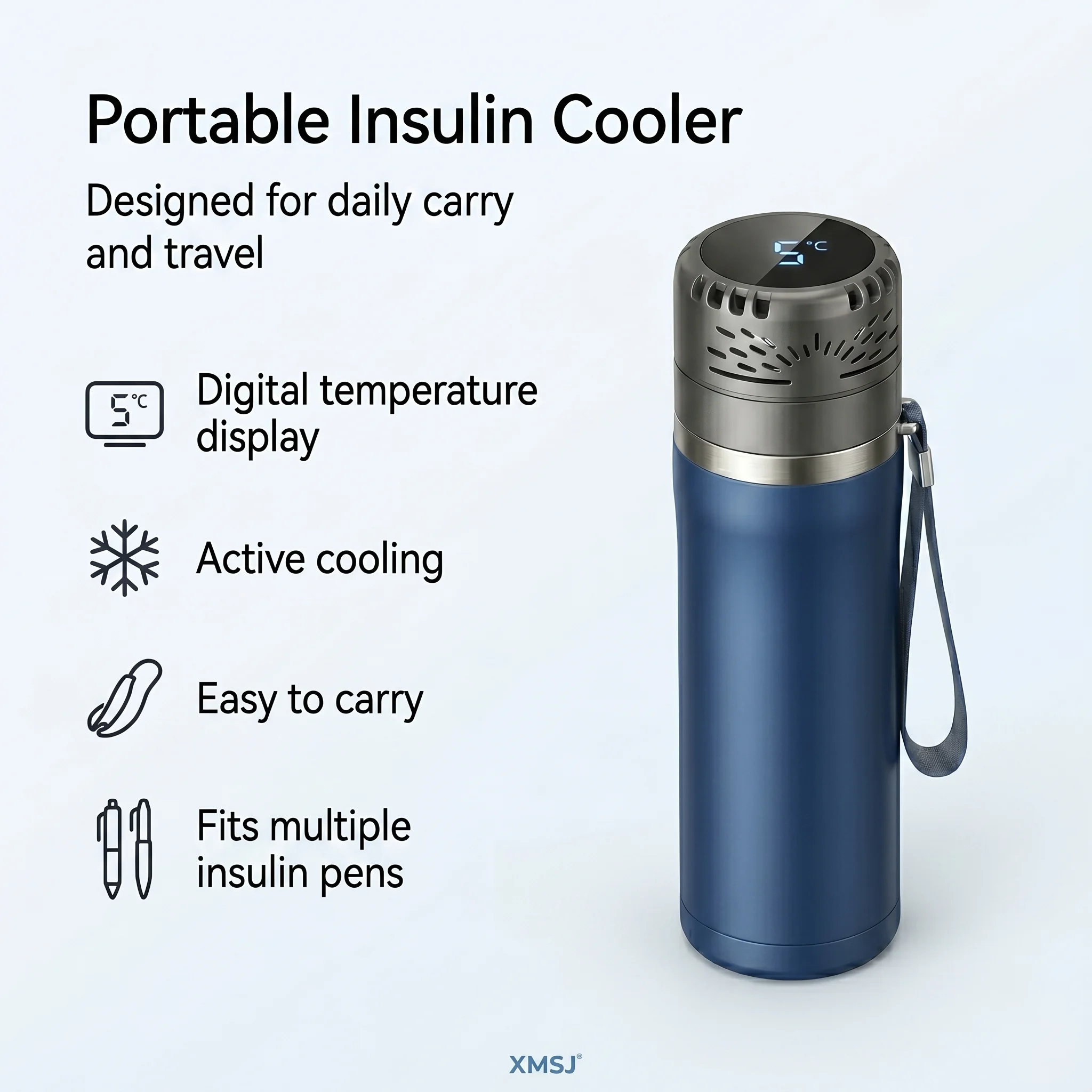 Insulin Cooler Box Mini Fridge 30H Travel Med Cold Storage Digital Temp Control 6 Insulin Pens Diabetes Travel Cooler 2
