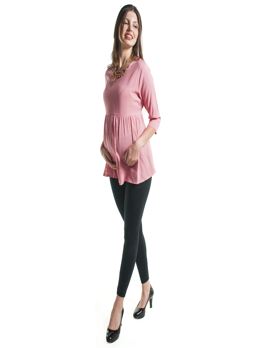 Blusa maternidad formal con detalle de collar ropa para embarazo mujer dama y moda juvenil tela suave y elástica