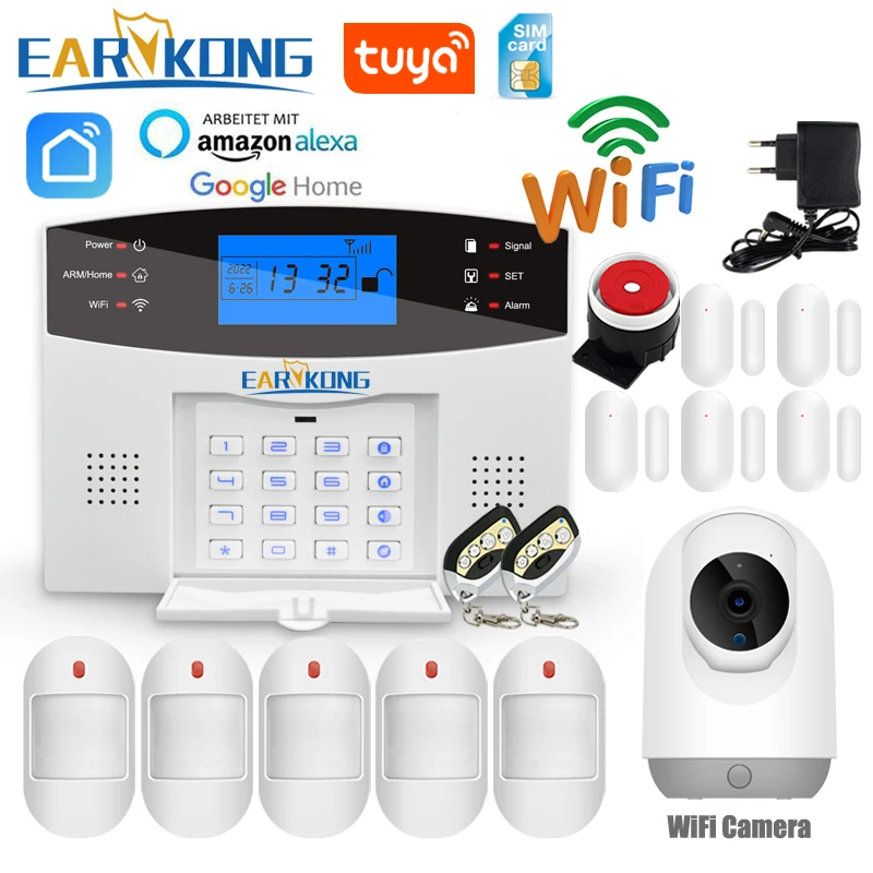 

Tuya WiFi Smart Home Alarm System GSM Security Burglar Alarms 433MHz Wireless Door Window Smoke Gas Leak Detector Water Leakage