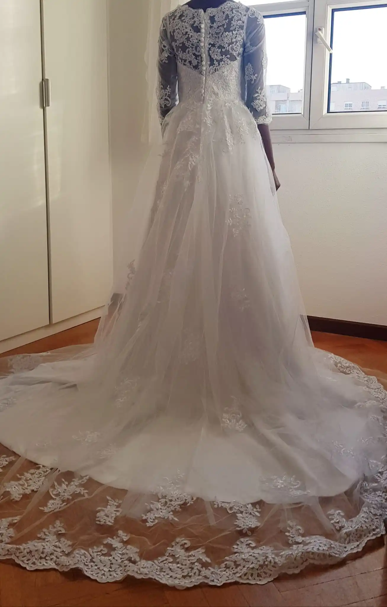 Plus Size Satin Sweetheart Off-shoulder Custom Long Train Wedding Dress