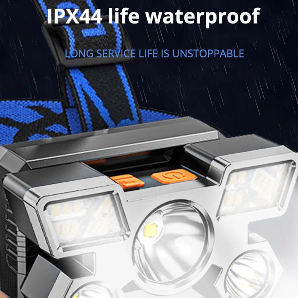 Powerful USB Rechargeable 5LED Headset Flashlight Outdoor Portable Fishing Camping Headlights Hunting Torch Hiking Front Lanterns