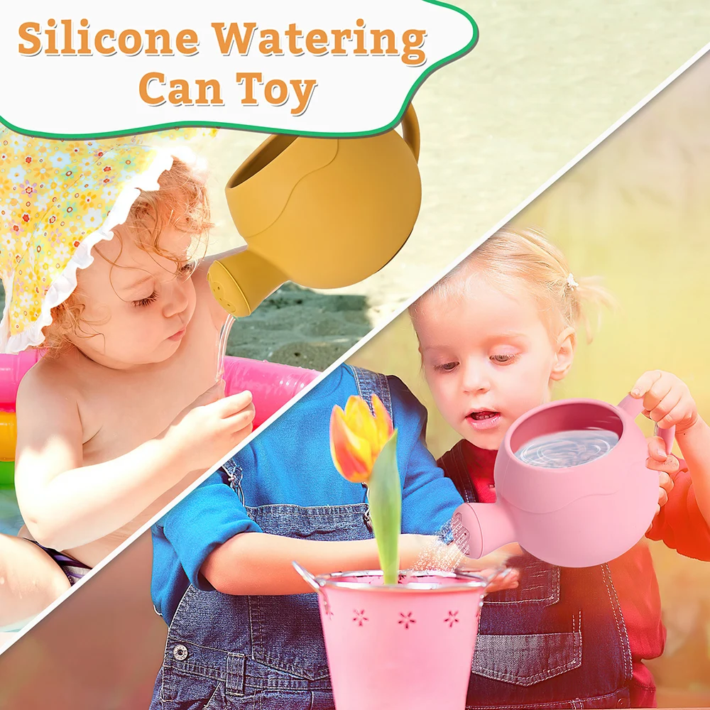 1PC Sprinkler Watering Can Cute Cartoon Garden Kids Home Silicone Flowers Bottle Beach Spray Bath Toy Early Education — view 2