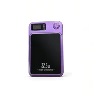 Runde magnetische kabellose Powerbank 10000 mAh, tragbare externe Akku mit superschnelles Aufladen, passend für iPhone Samsung Huawei, Farben Schwarz Lila Weiß 3