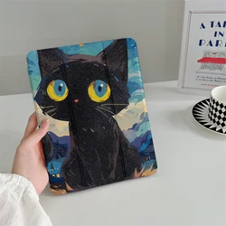Artistic Black Cat Starry Night Tablet Case for iPadPro2024 - 11inch (WN315)