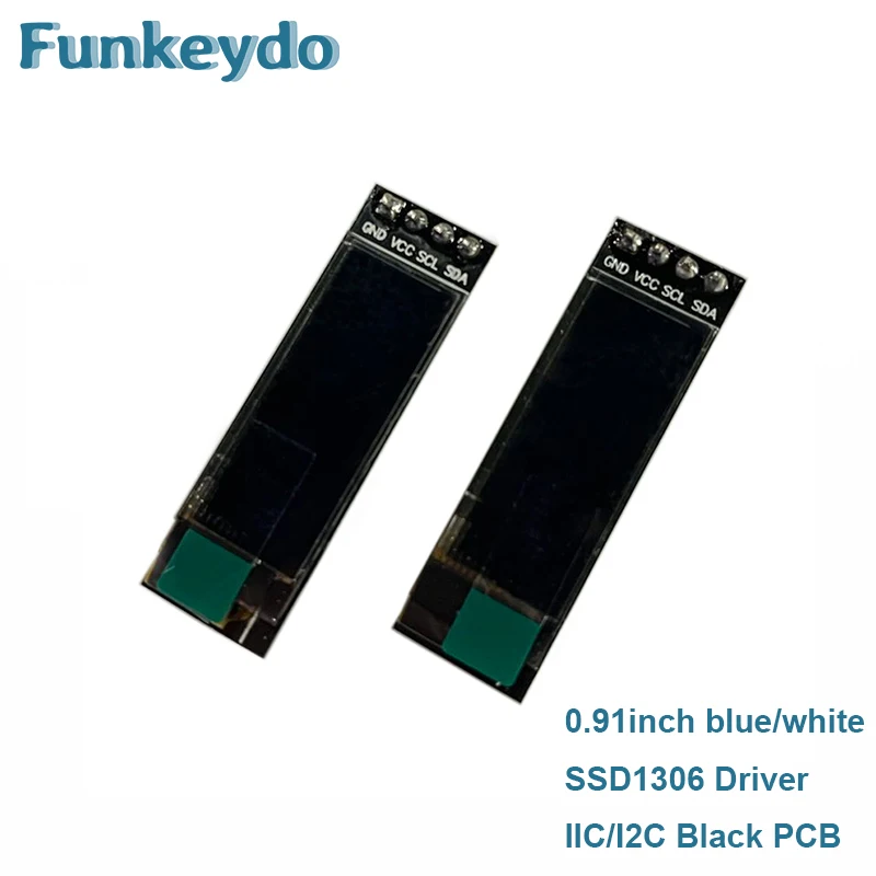 

0.91 inch OLED Display Module 128X64 pixel SSD1306 driver Blue/White 0.91" 4pin I2C/IIC OLED for STM32/C51/Arduino/Raspberry Pi