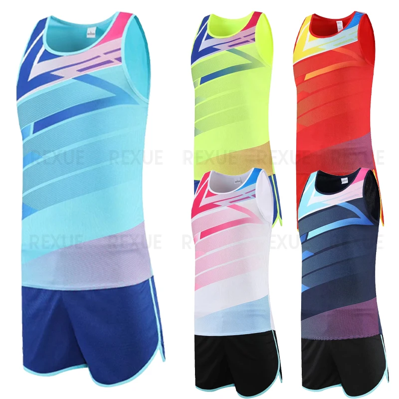 Men's Vest + Shorts Set Summer Breathable Casual T shirt Running Marathon running suits 2pcs for men women and kid quick-dry