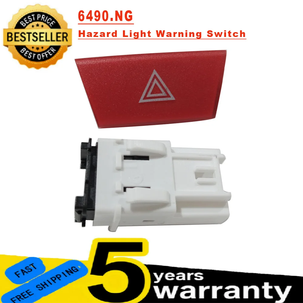 6490.NG 6490NG Hazard Warning Switch For Peugeot 107 C1 Aygo Mk1 2005