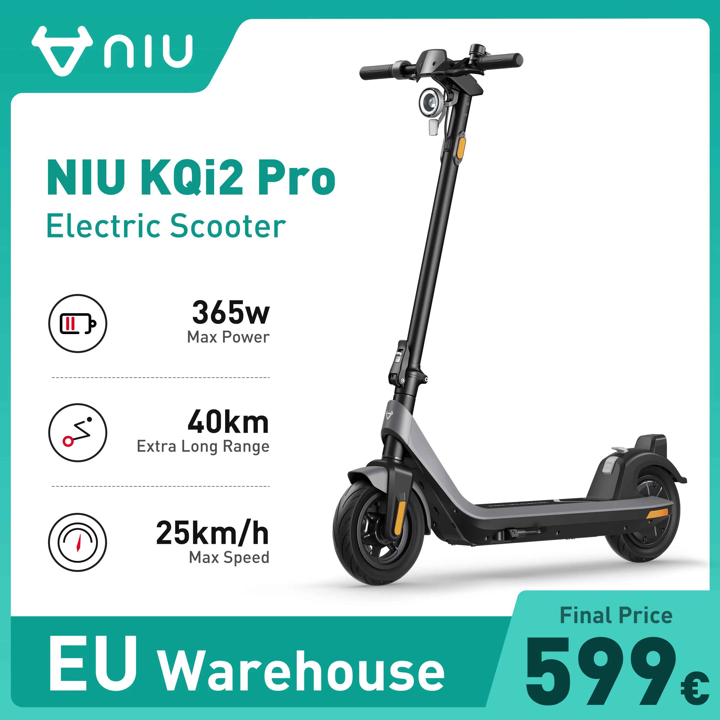 Niu UL Certified 300W Electric Scooter KQi2 Pro Grey, Up To, 56 OFF
