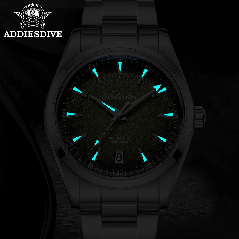 ADDIESDIVE AD2094　ドレスウォッチ ブラック　試着のみ ADDIESDIVE New AD2094 NH35 Automatic Watch Stainless Domed Luxury