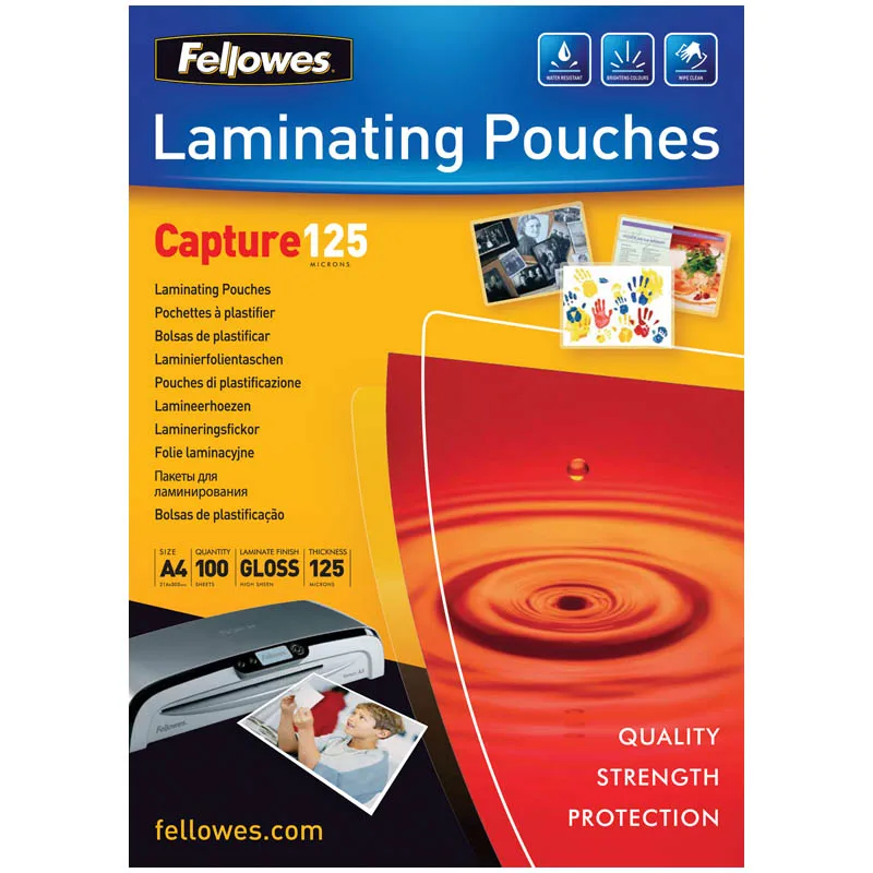 Film For Lamination A4 Fellowes 216*303mm (125 Micron) Gloss 100l Tv