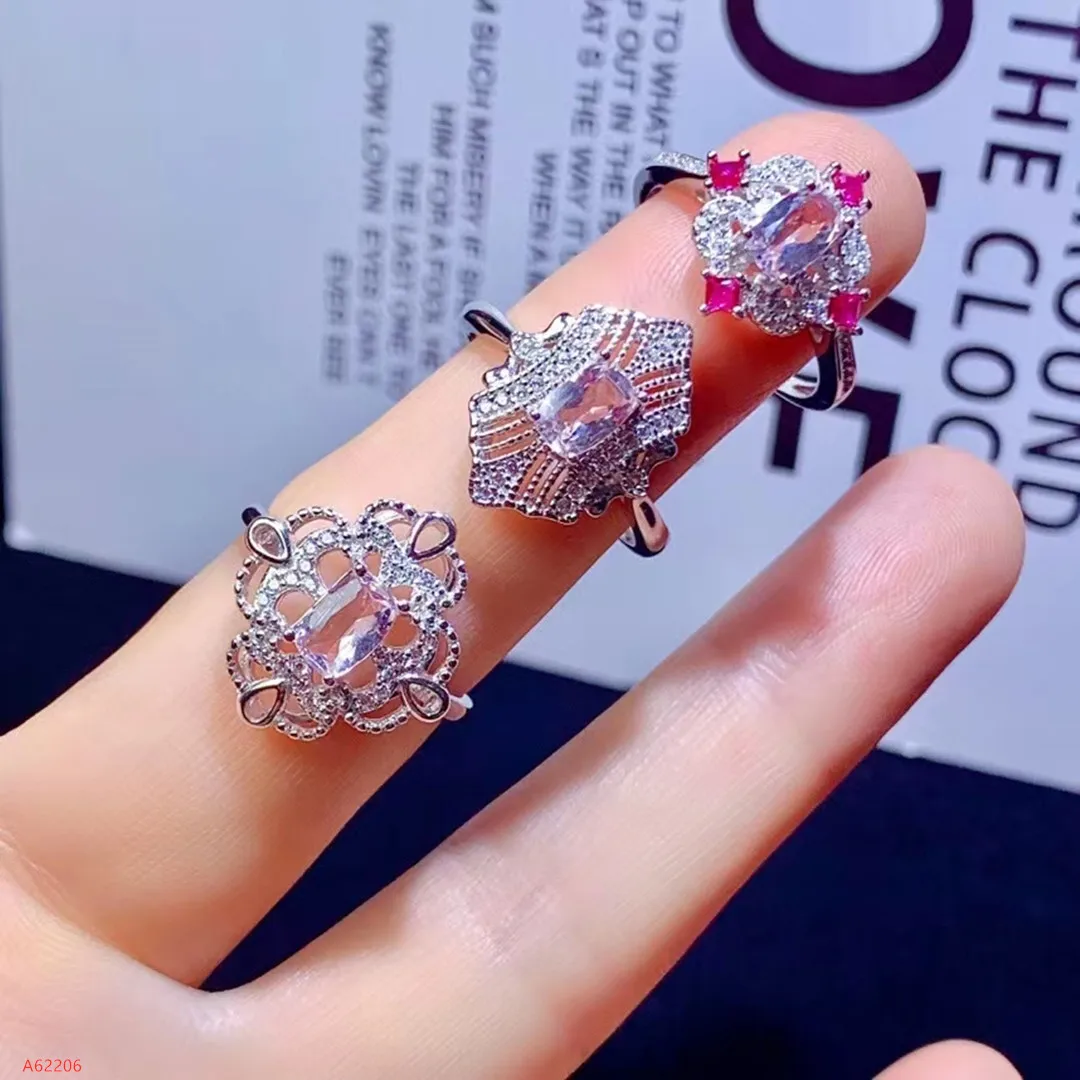 

100% Natural Jewelry 925 Sterling Silver Beryl Ring for Women Party Birthday Got Engaged Marry Gift New Year Valentine's Day