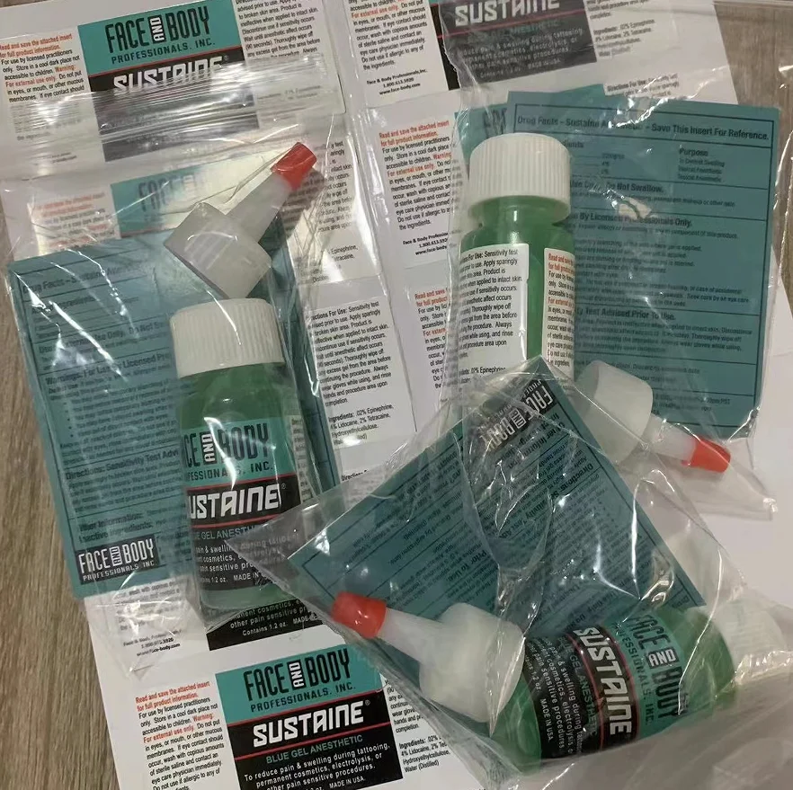 Original Sustaine Blue Gel Topical Anesthetic Secondary Numbings 5% Lidocaine Spray for During Permanent Makeup Microblading Procedures 1.2 OZ photo review