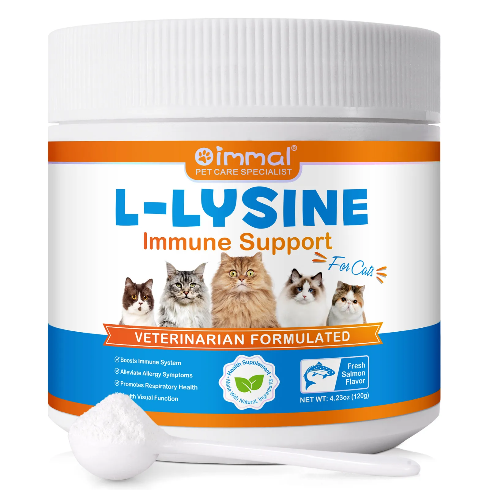 L-Lysine Supplement for Cats Sneezing Runny Nose Cold Immune Support Eye Function Respiratory Health