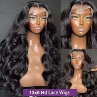 Perruques en cheveux humains naturels de 30 pouces, 13x4 Lace Front, Body Wave, densité 180%, cheveux Remy, sans colle, couleur naturelle pour femmes 4