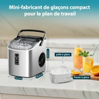 Petite machine à glaçons noire, 9 dés/6 Min, 12kg/24H, 2 tailles, autonettoyante et Portable pour la cuisine/maison 3