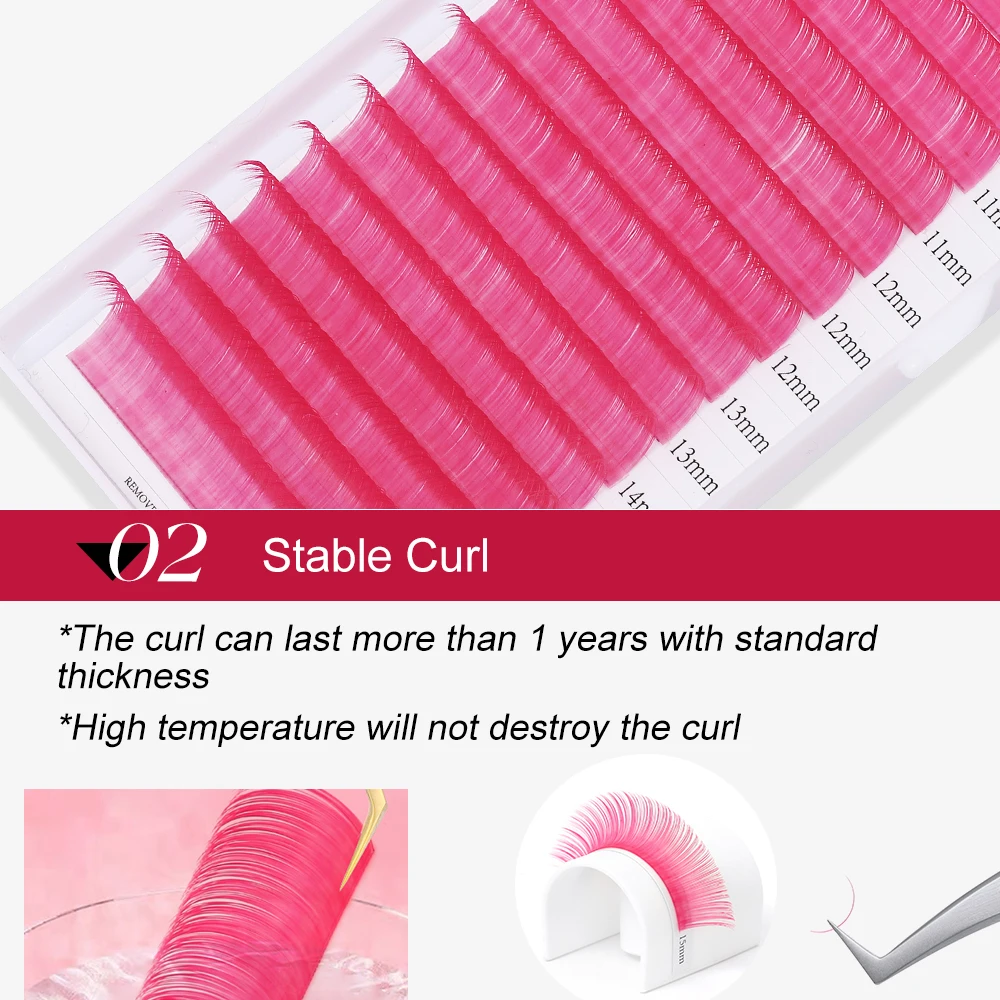 Description Picture 5 of itemFadvan Coloured False Eyelashes Green/Purple/Red/Blue Easy Smudge Makeup Eyelash Hybrid Long 8-14mm/15-20mm Eyelash Extensions