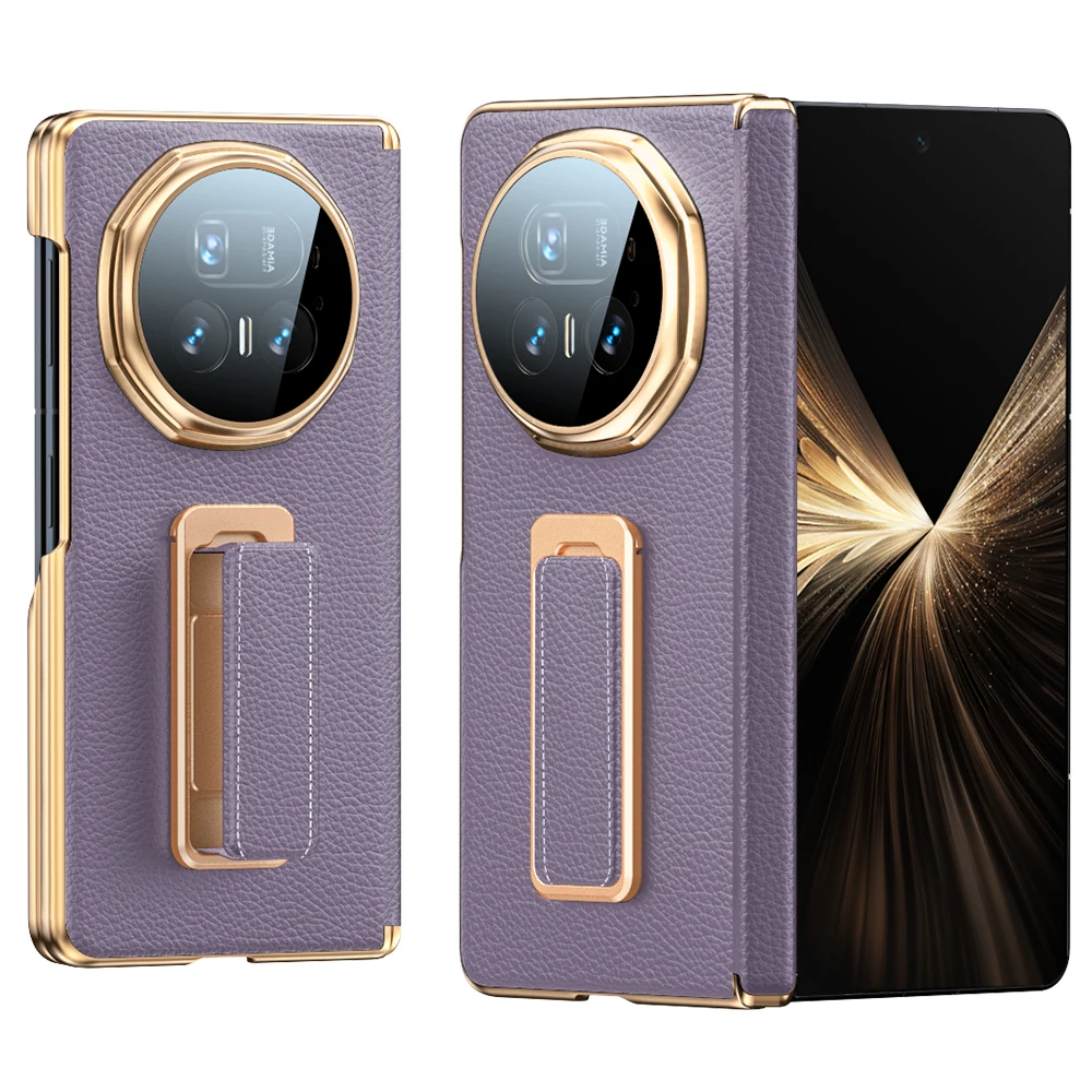 Premium White Genuine Leather Phone Case with Wrist Strap and Hidden Kickstand - Shockproof Design