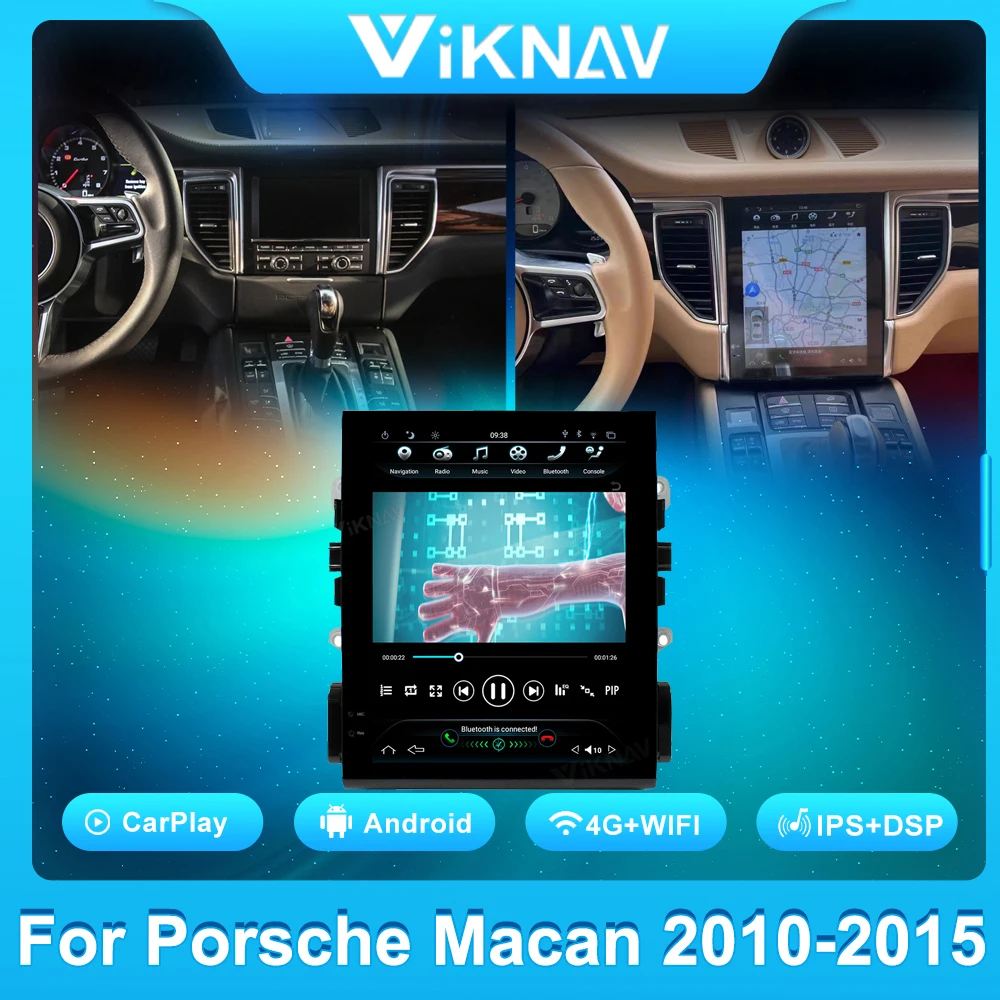 

Автомобильный радиоприемник на Android с вертикальным экраном 10,4 дюйма для Porsche Macan 2010-2015, автомобильный стерео Мультимедийный плеер с GPS-навигацией, головное устройство
