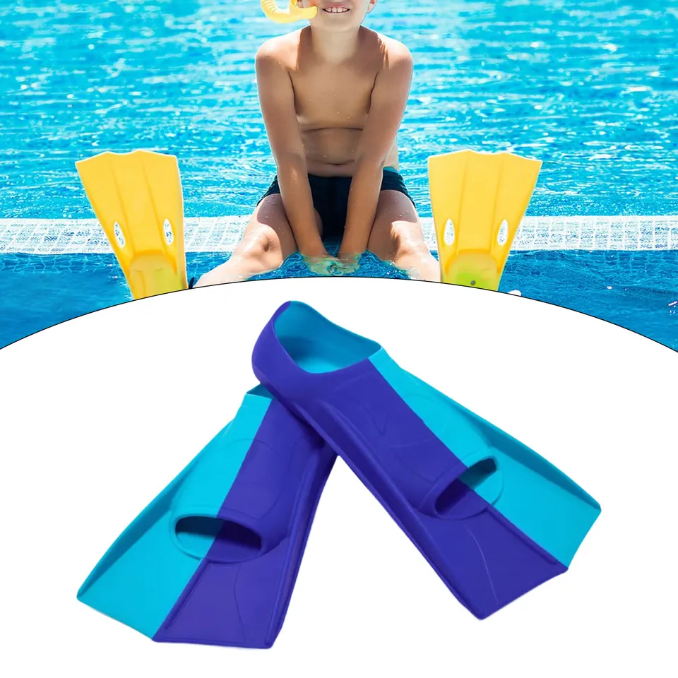 Palmes De Natation Courtes En Silicone Pour Enfants/adultes - Drainage Intégré - Confortables