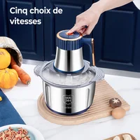 Hachoir à viande de cuisine 5L 6S en acier inoxydable, robot culinaire multifonctionnel, mixeur, trancheuse à légumes, hachoir, appareils électroménagers 3