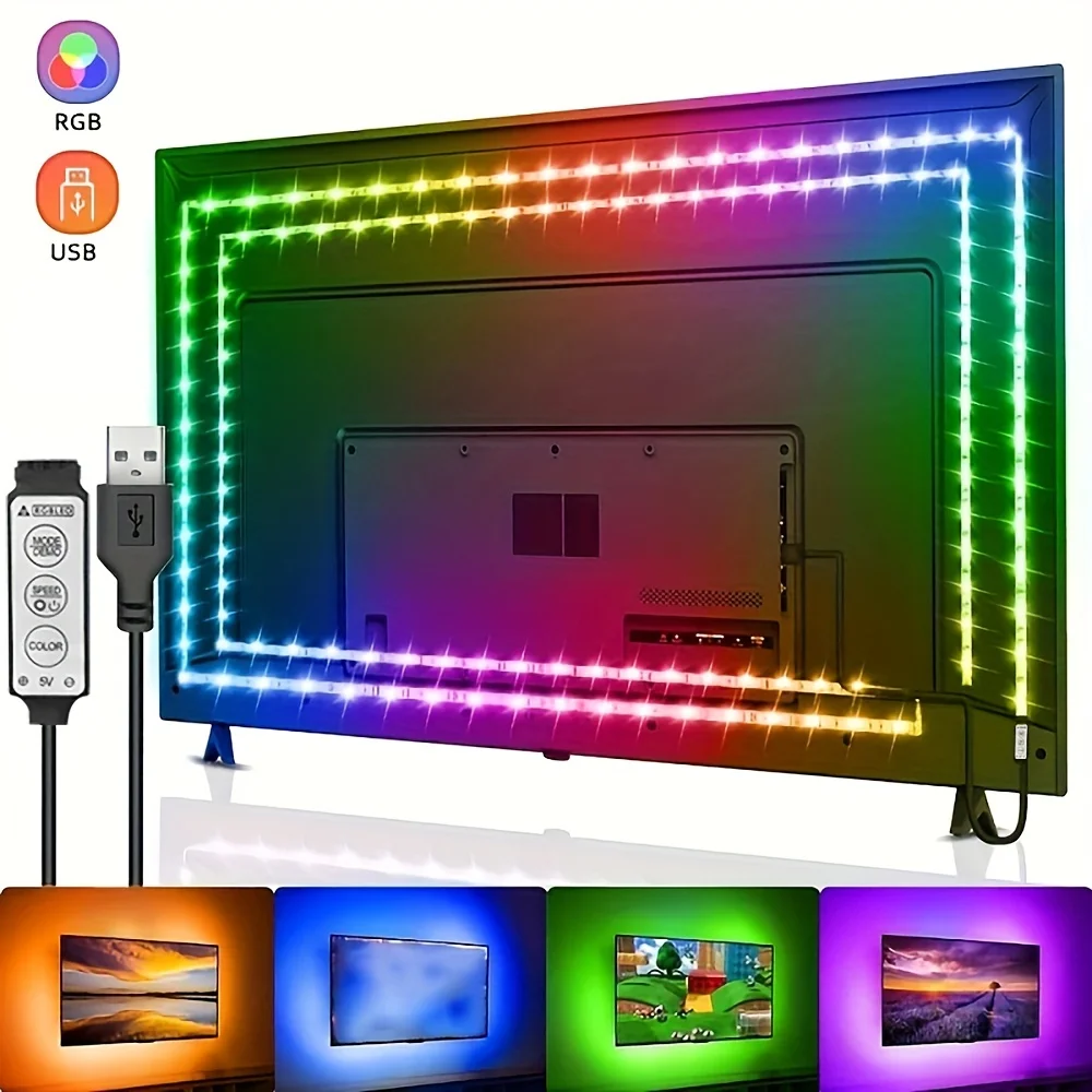 1M-30M RGB LED Strip Lights TV Backlight With 24-Key Remote USB APP Control Music Sync DC5V Lamp For Home Decoration Luces LED