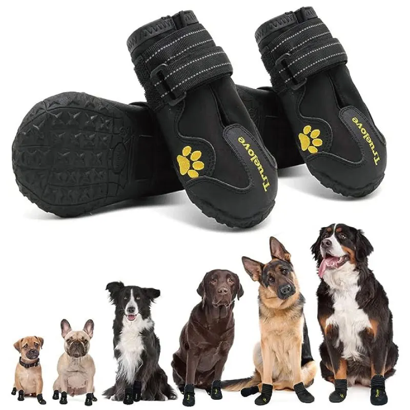 Truelove-botas impermeáveis para cães, sapatos duráveis com tiras refletoras para animais pequenos, médios e grandes