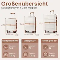 Ensemble de valises rigides KONO 3 pièces en ABS+PC, avec roues doubles et serrure à combinaison, en tailles 20/24/28 pouces 4