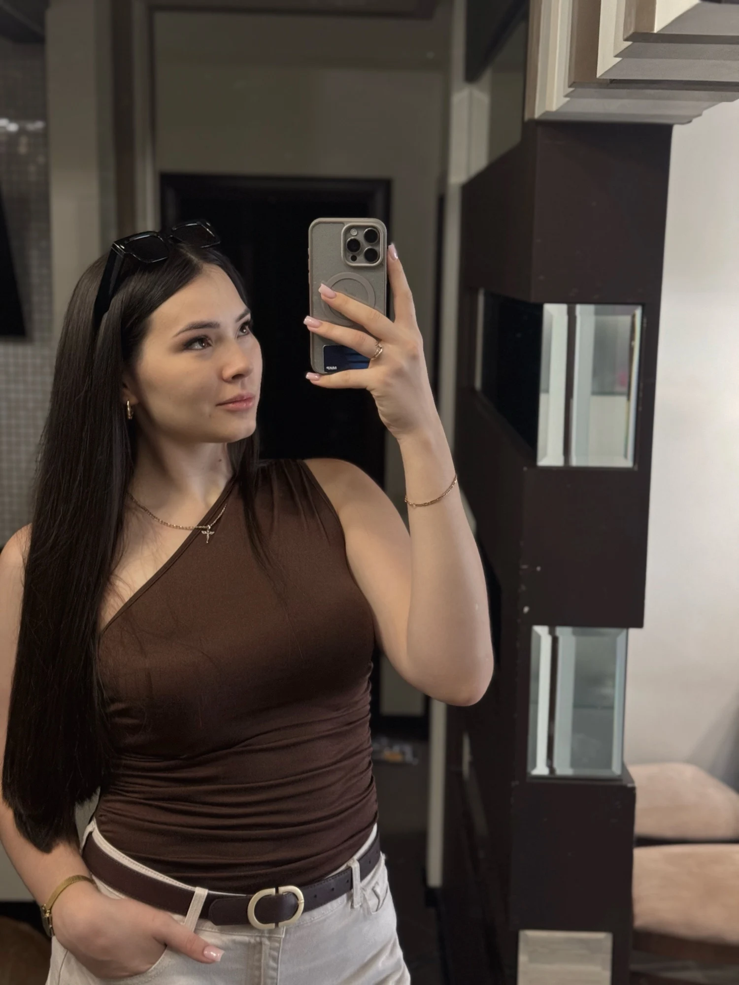 One Shoulder Pleated Tank Top - Contemporary Streetwear Style photo review