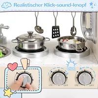 Kids Wooden Pretend Cooking Kitchen Playset with Cabinets for Toddler 2