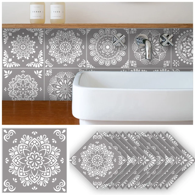 Funlife-pegatinas autoadhesivas para azulejos, adhesivos de pared  impermeables de vinilo, color gris claro, blanco nieve, 6 piezas, para  suelo, cocina y baño - AliExpress