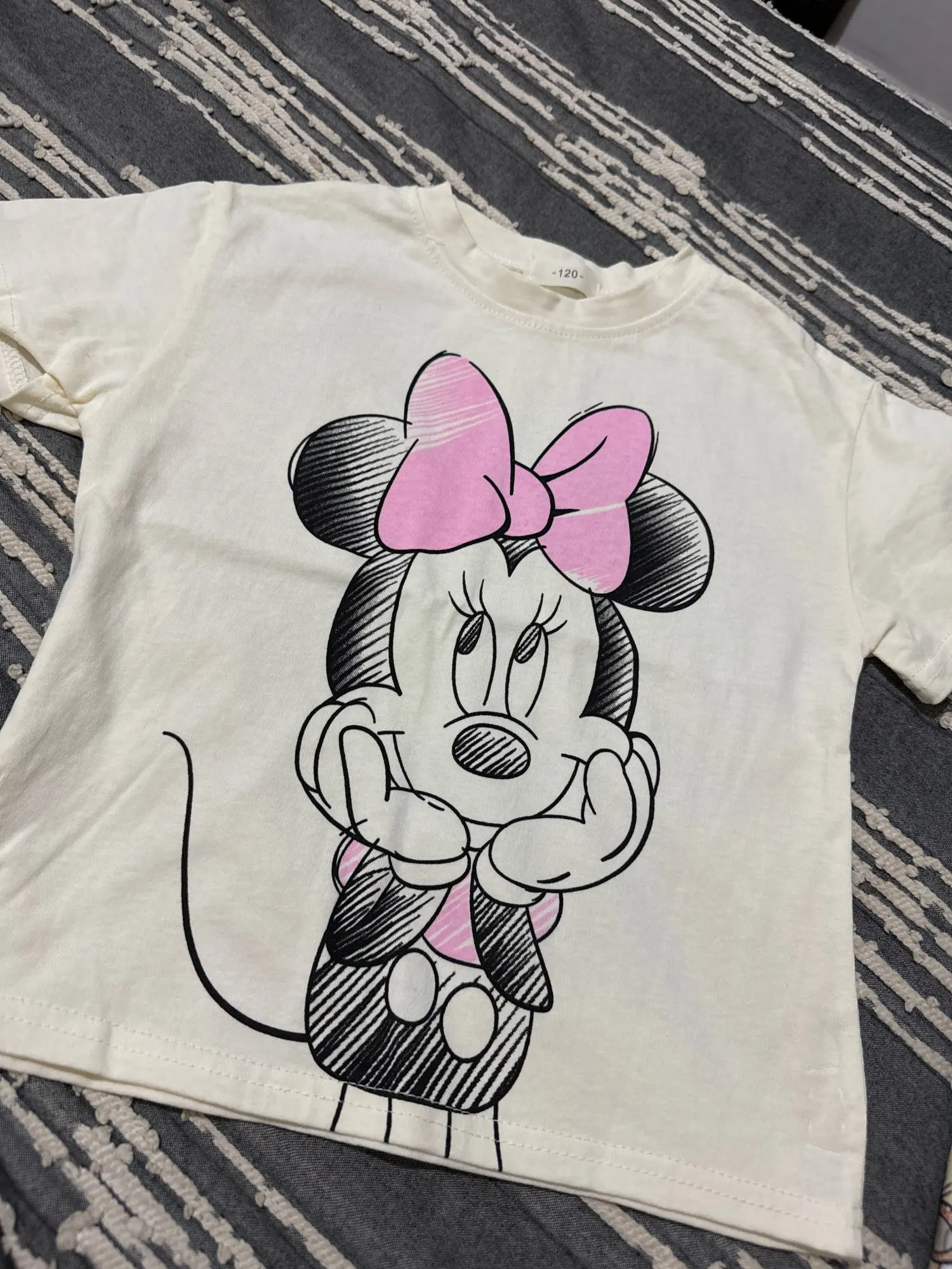 Minnie Printing T-shirt Babies Girls O-neck Bottoming Shirt Fashion Simple Cute Short Sleeve Tops Child Cartoon Clothes photo review