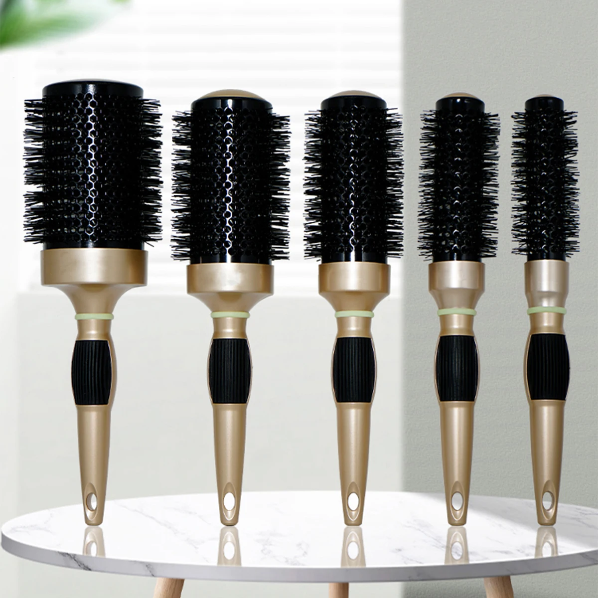 Hair Styling Hair Brush Nylon Comb Thermal Aluminum Tube Round Barrel Comb Professional Salon Brush Rollers Tools