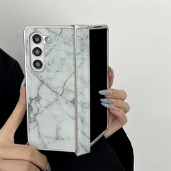 Luxury White Marble Pattern 360° Full Hinge Protection Shockproof Hard Case - Galaxy Z Fold4 (ZDZY151)